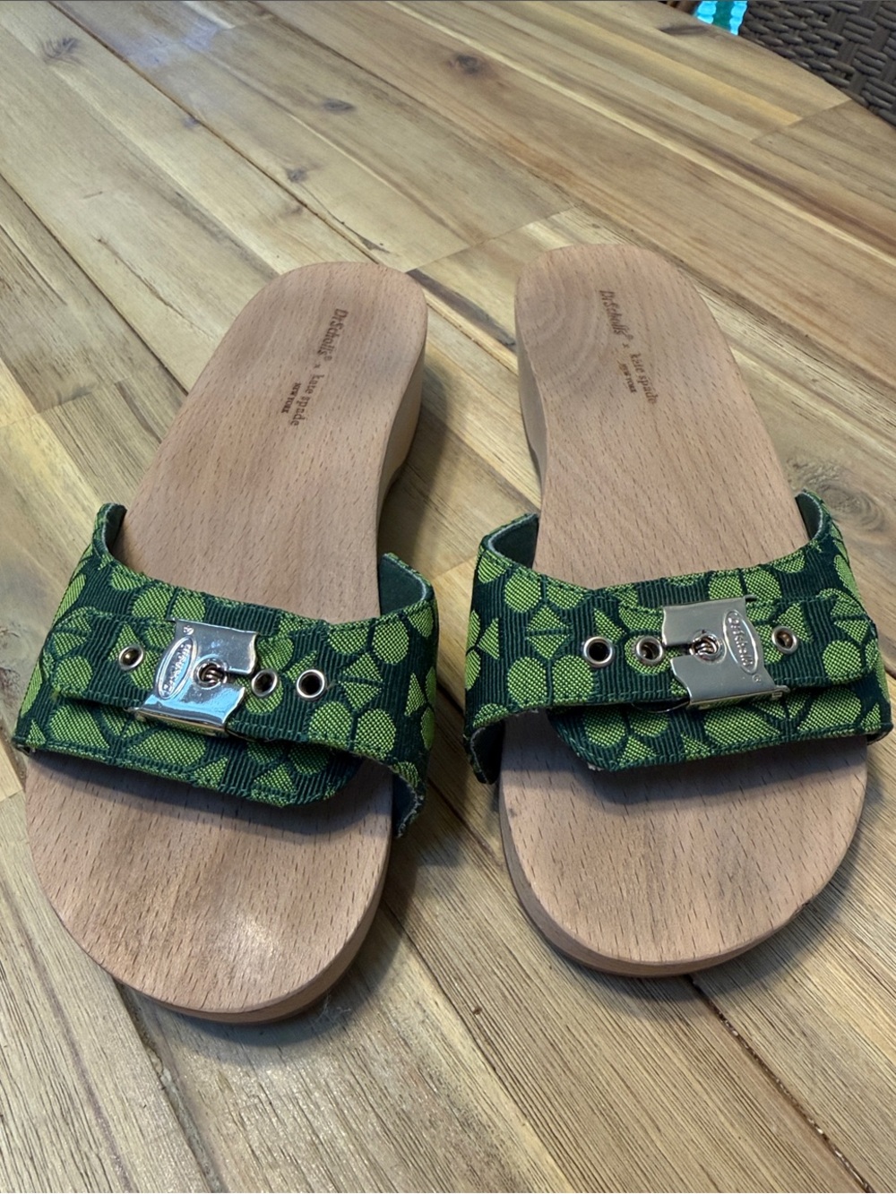 Dr Scholls X Kate Spade wooden clog slide